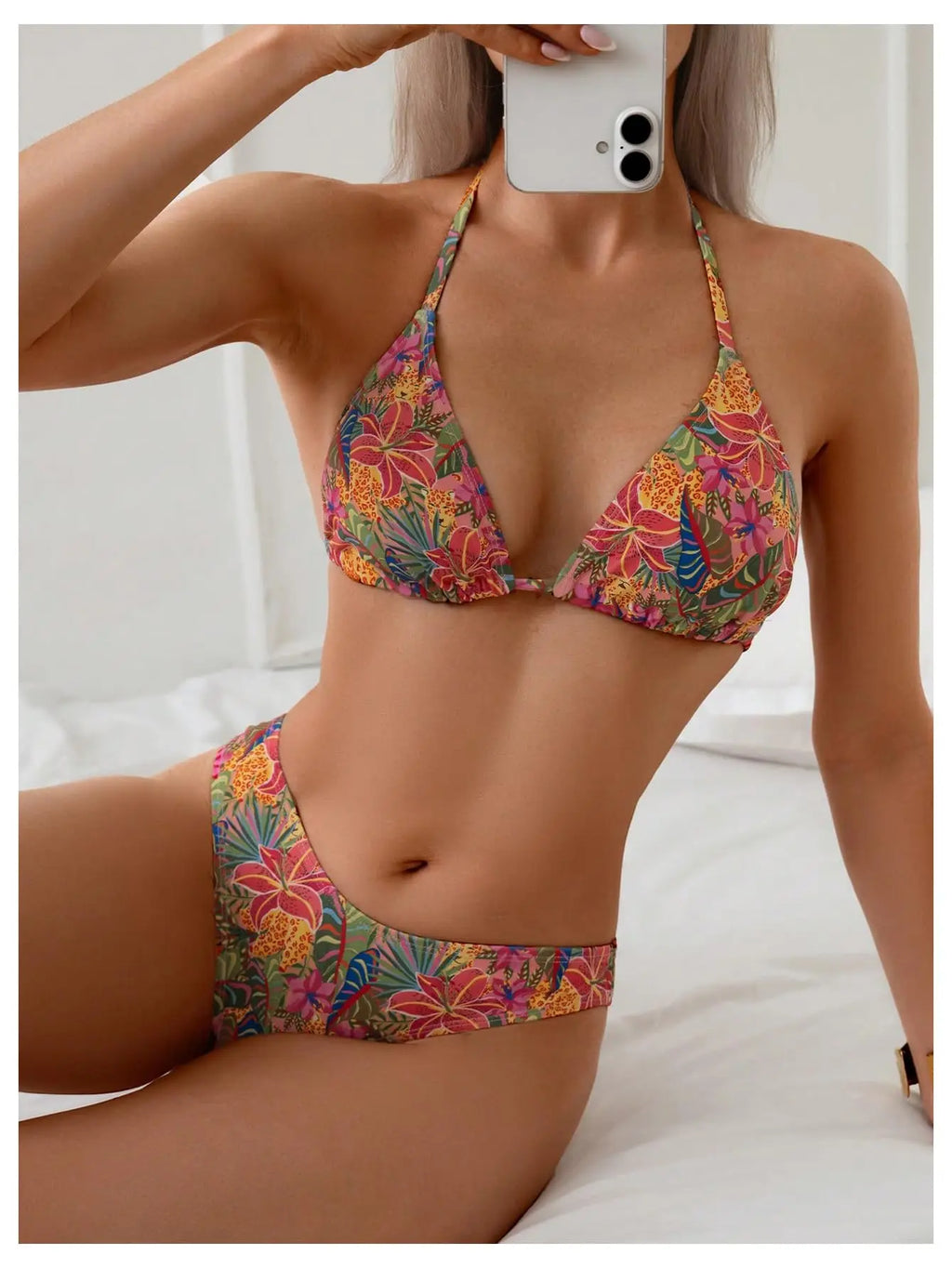 Women's 2 Piece Tropical High Cut Bikini Sets