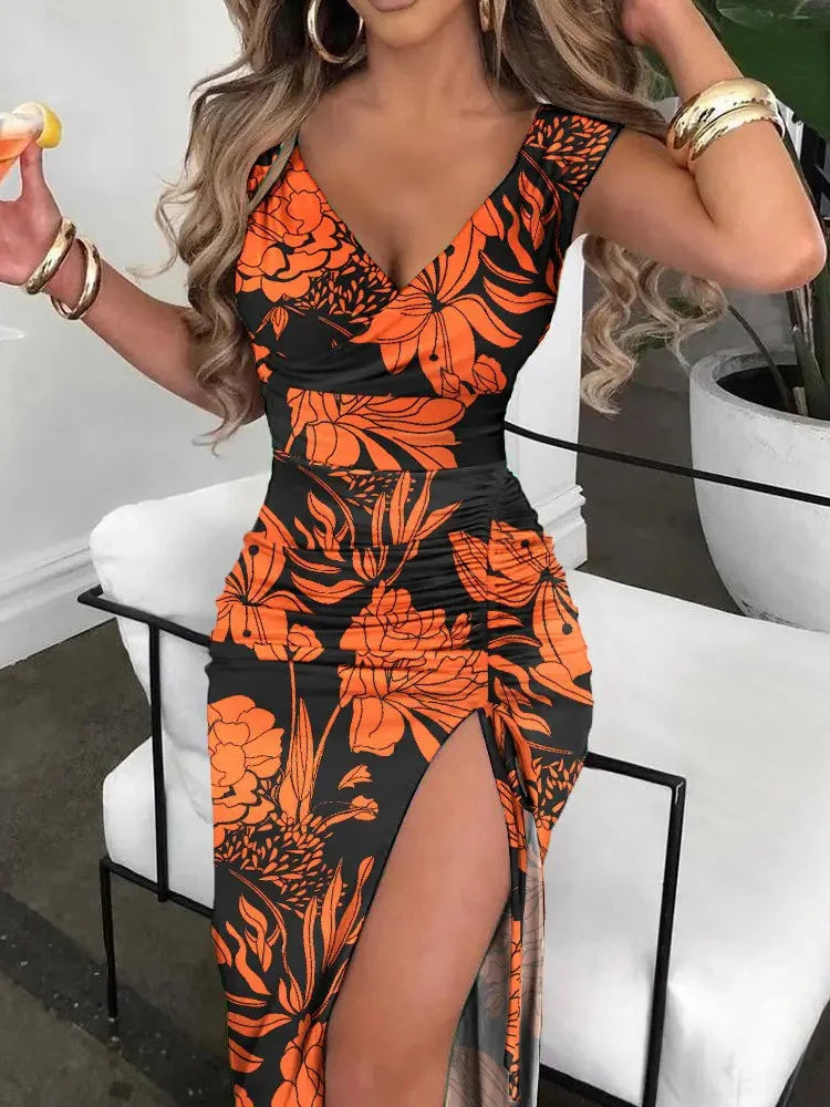 Women Elegant Spring High Split Party Dress