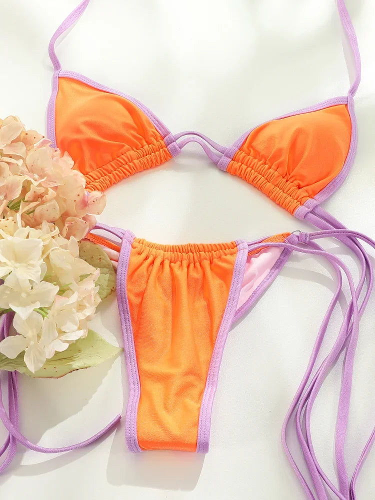 Tropical Swimwear Swimsuit Women Triangle Bikinis Micro Thongs