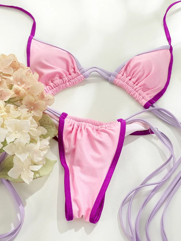 Tropical Swimwear Swimsuit Women Triangle Bikinis Micro Thongs