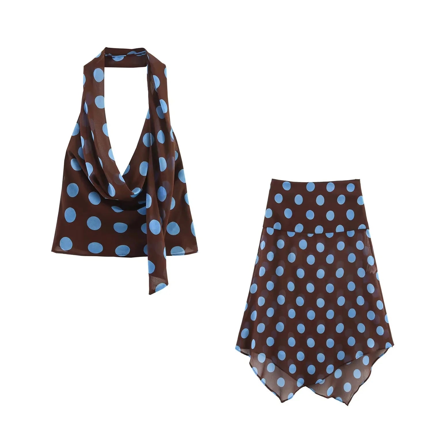 Spring Summer Elegant Dot Women Suits Fashion Halter Backless Off The Shoulder