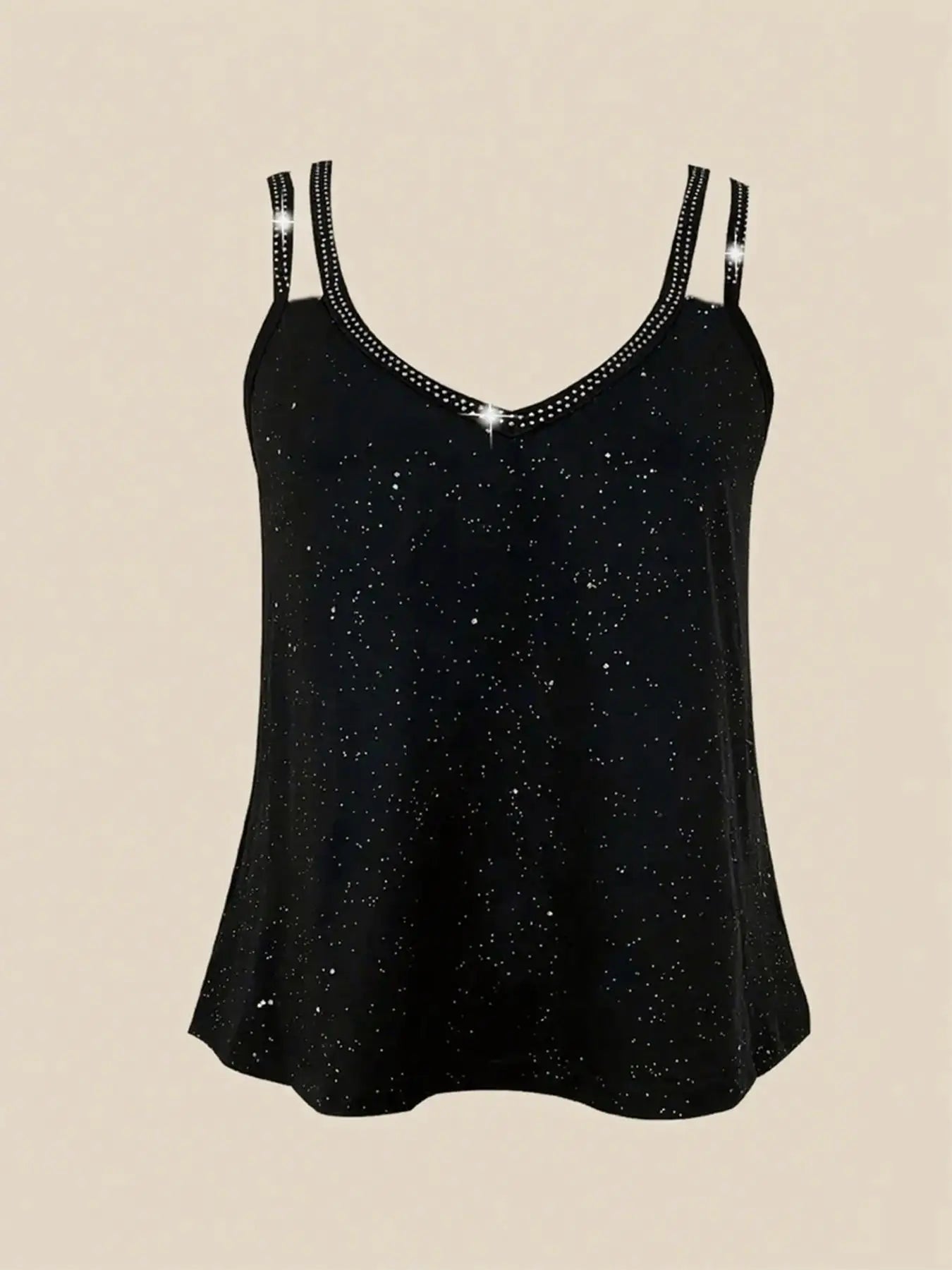 Stylish Women's Summer Casual V Neck Cami Top with Shoulder Straps