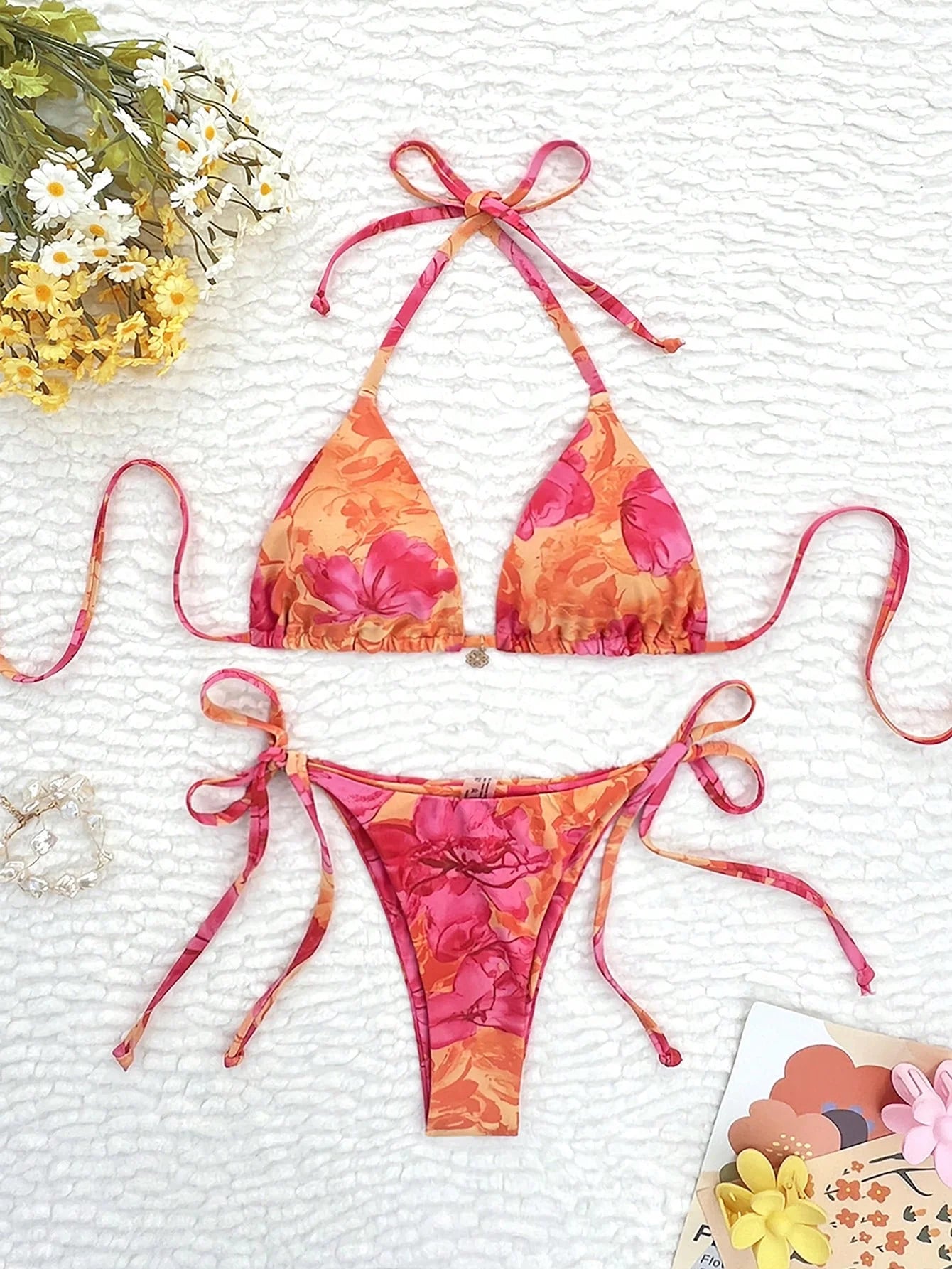 Women's 2 Piece Tropical High Cut Bikini Sets