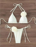 2026 S-L Sexy 3D Flowers Halter Strappy bikini