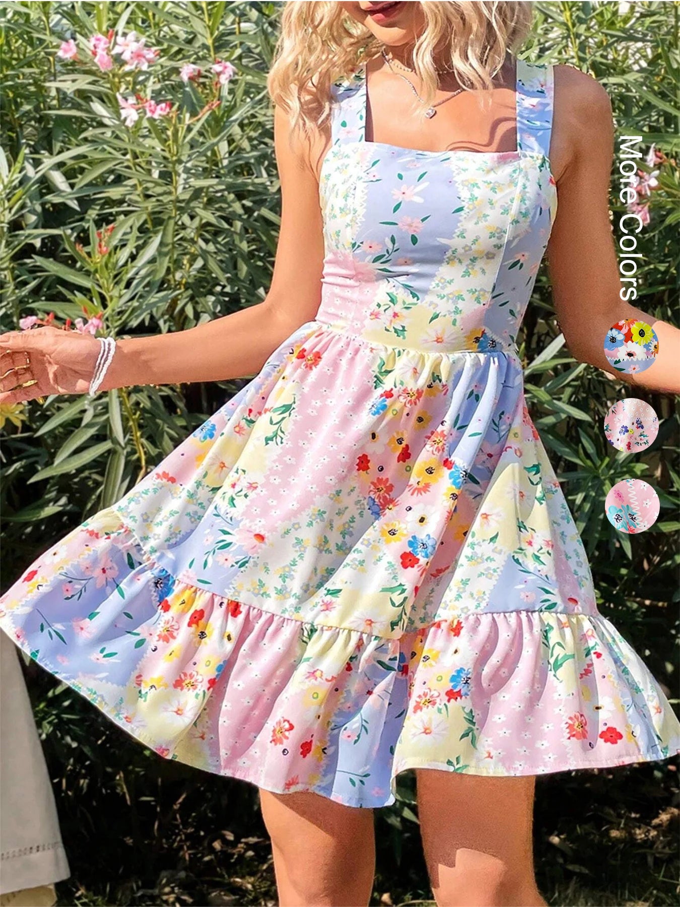Floral Strapless Dress with Back Tie Detail, Summer Bridesmaid