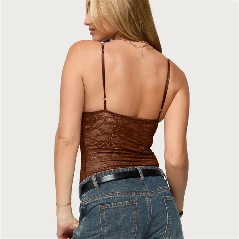 Women Y2K Sleeveless Strap Camis Tops V Neck Summer