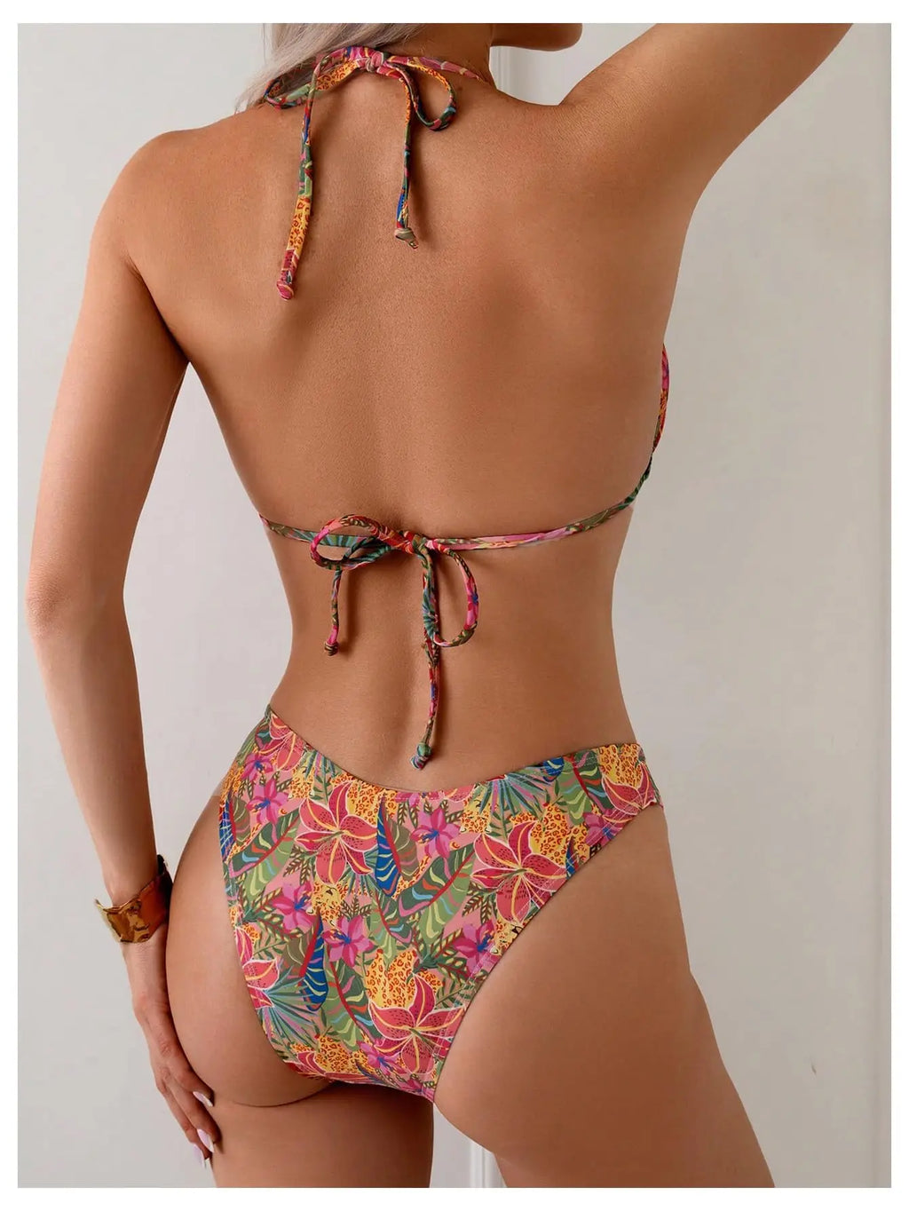 Women's 2 Piece Tropical High Cut Bikini Sets