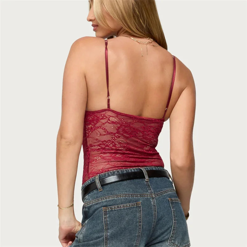 Women Y2K Sleeveless Strap Camis Tops V Neck Summer