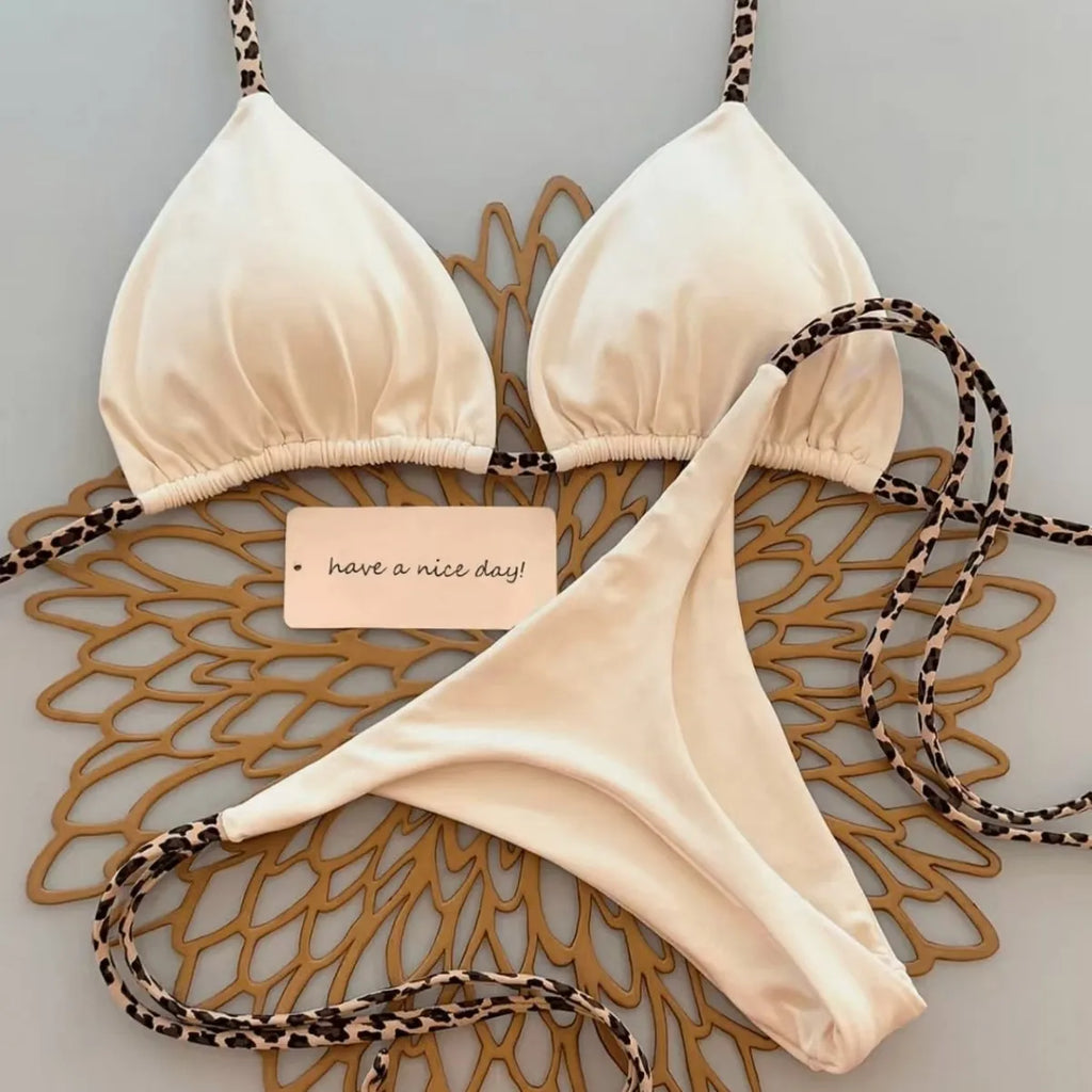 2026 Bikini Women Swimsuit Beach Vacation Swimwear Leopard Printed Sexy Bikini Set Beachwear Swimsuit Thong Bathing Suit Biquini