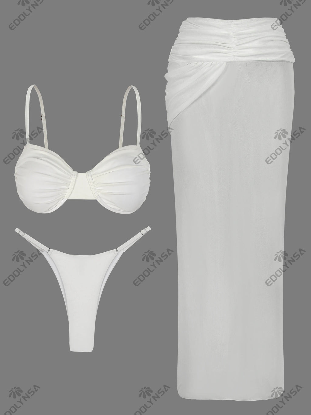 Elegant White Bikini 3 Piece Set Women's