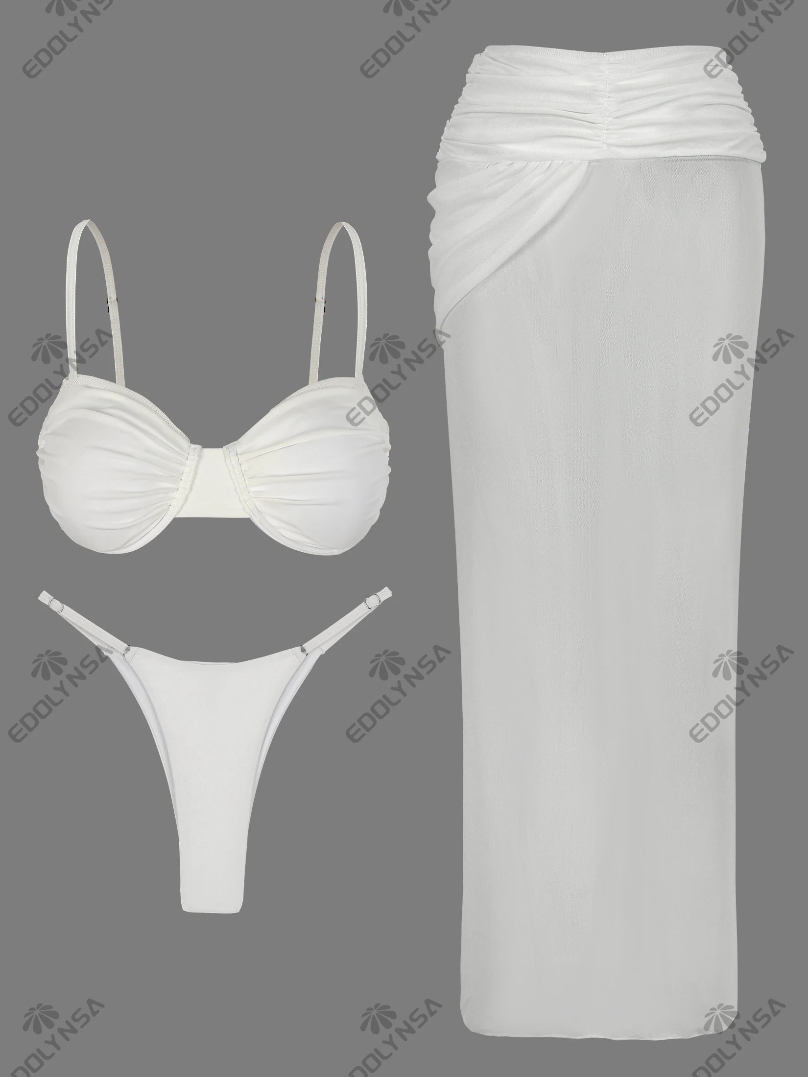 Elegant White Bikini 3 Piece Set Women's