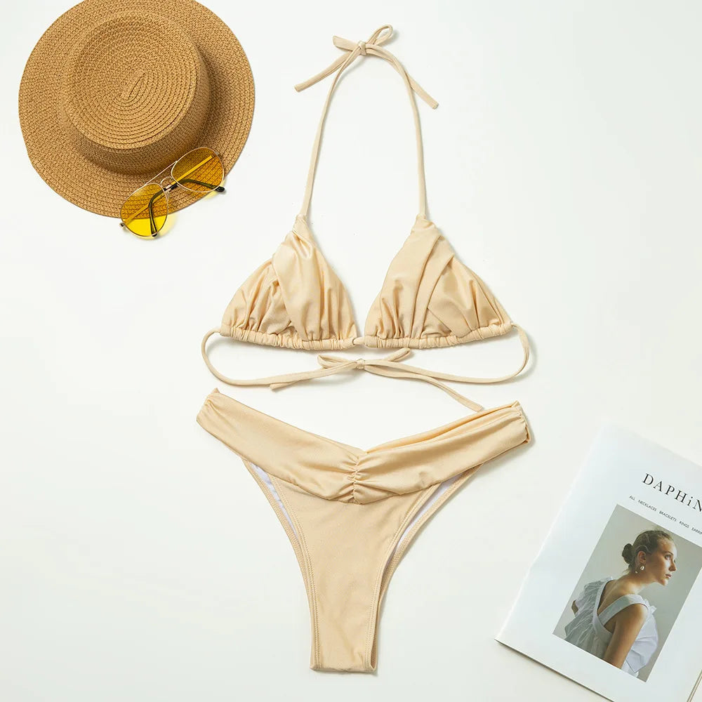 Tropical Swimwear Swimsuit Women Triangle Bikinis Micro Thongs