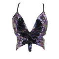 Butterfly Sequin Crop Top Women